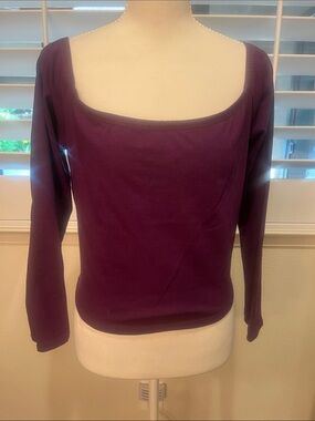 bp Off-Shoulder Long Sleeve Top in Dark Purple